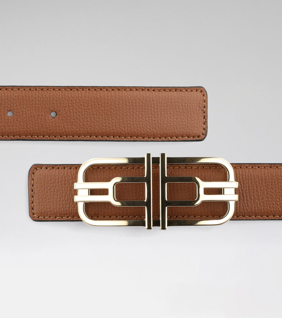 LA CEINTURE AIRE 02 - CAMEL + BLACK ZAFFIANO