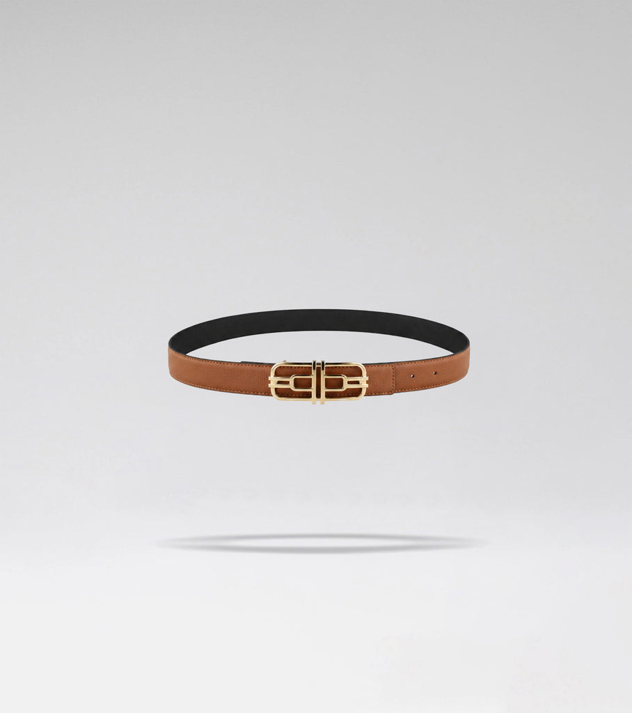 LA CEINTURE AIRE 02 - CAMEL + BLACK ZAFFIANO