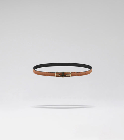 LA MINI CEINTURE AIRE 02 - CAMEL + BLACK ZAFFIANO
