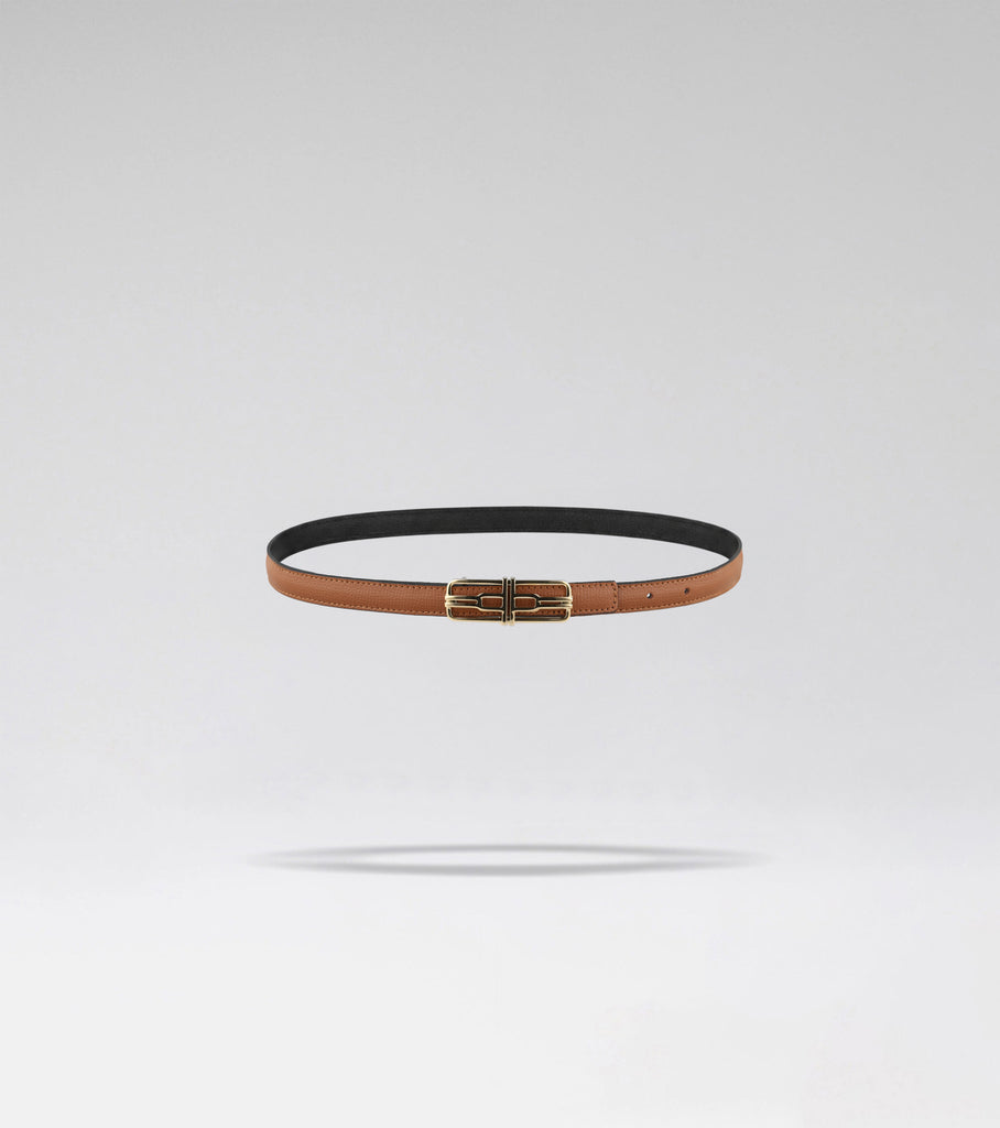 LA MINI CEINTURE AIRE 02 - CAMEL + BLACK ZAFFIANO