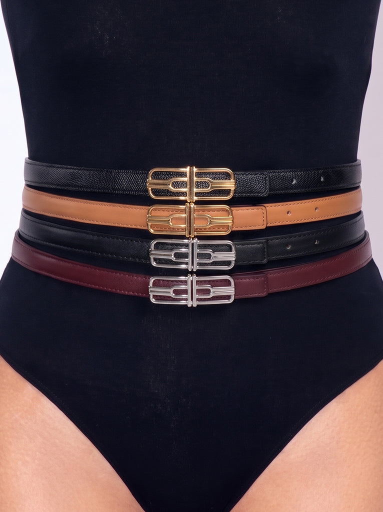 LA MINI CEINTURE AIRE 02 - CAMEL + BLACK ZAFFIANO