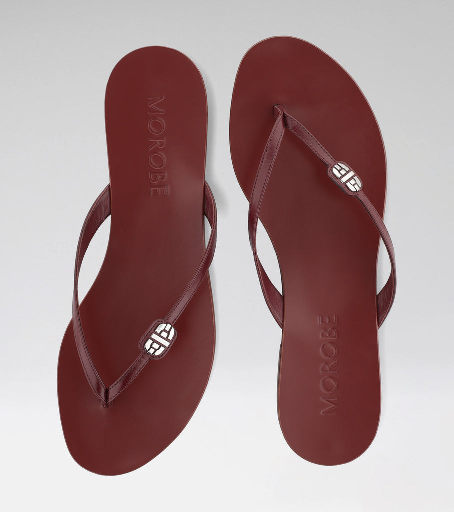 flip flop sandal from morobe in bordeau 